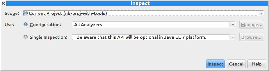 Static Analysis With NetBeans Choose Source Inspect... from the menu to start the static analyzer.