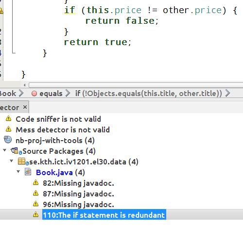 Static Analysis With NetBeans (Cont'd) Here, the analyzer found missing