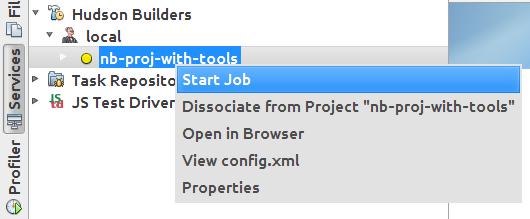 (upper image) Right-click the new build and choose Start Job to start the build.