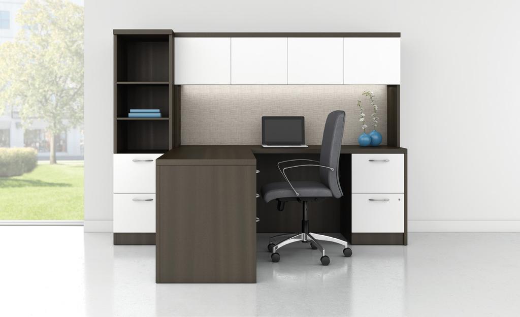 Modern Enhanced Laminate - Tuxedo (TX) and True White (TW) Tackboard - Flow Chrome Pull Handles - P4 [2286] 90 17.999 [457] 18 48 # ME721 number of workstations 1 total list price $4,057 45 sq. ft.