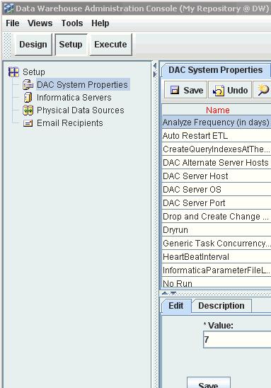 DAC User Interface Overview Navigation Tree The navigation tree appears on the left side of the DAC window, as shown in Figure 2 10. It displays the top-level tabs of the selected view.