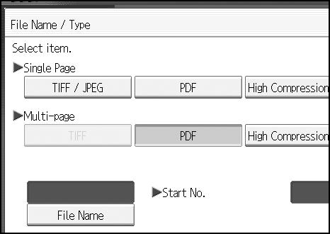 Various Scan Settings Setting File Name This section explains the procedure for setting a file name.