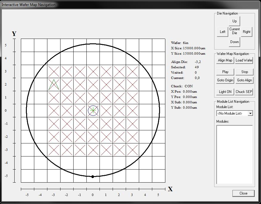 5. The Interactive Wafer Map Navigation Window will open.