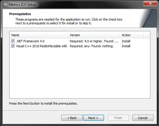 4. Click Next button on the "Prerequisites" panel.