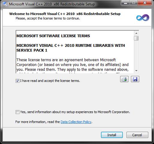 then click the Install button on the " Microsoft