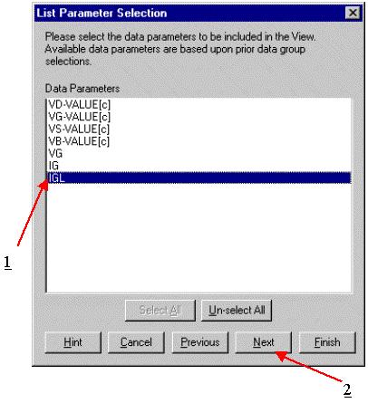 VIII. Select the parameter to map: 1. Select the Parameter 2.