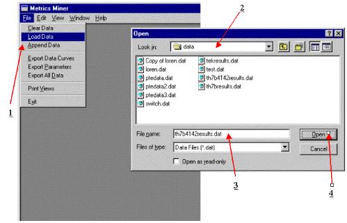 1. Click the File Load Data menu item. 2. Select the directory containing the data file.
