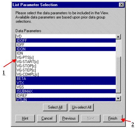 IX. Select the parameter(s) to export: 1. Select the Parameter.