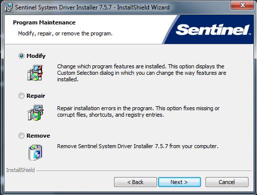 7. The Safenet Sentinel Pro driver installation will now be