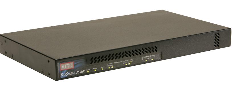 FastStream SC 5500 features 2 independent 4Gb/s Fibre Channel Host Interfaces backward compatible with 2Gb/s and 1Gb/s FC operation 2 3Gb/s minisas device interfaces provide 8 lanes of SAS/SATA