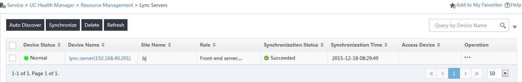 The system starts to scan for Lync servers and displays the result on the Auto Discovery Result page.