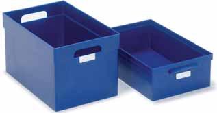 Material: polypropylene (). Colour RAL 5022. 2.Containers Straight sided storage containers of 18 and 36 litres capacity are used for internal and external transport systems.