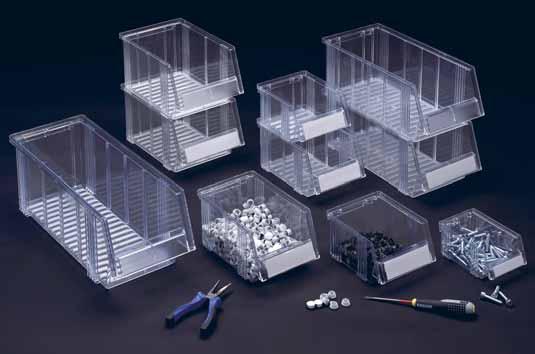 transparent stacking bins Stacking bin The open fronted design allows good access. The bin allows visual identifi cation of the contents. Of polystyrene ().