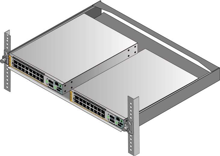 Chapter 4: Installing the Switch on a Table or in an Equipment Rack The bracket lets you install two switches side-by-side. Refer to Figure 18.
