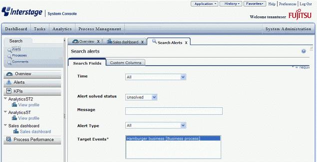 Using the Search Function The login user can use the Search Alerts function to find important alerts.