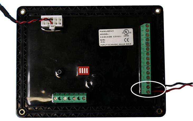 6. Connect Battery (-) to position 2 on the16 position terminal block. Programming Mode Flip dip switch number 1 to the closed position (up) on the rear of the Cascade.