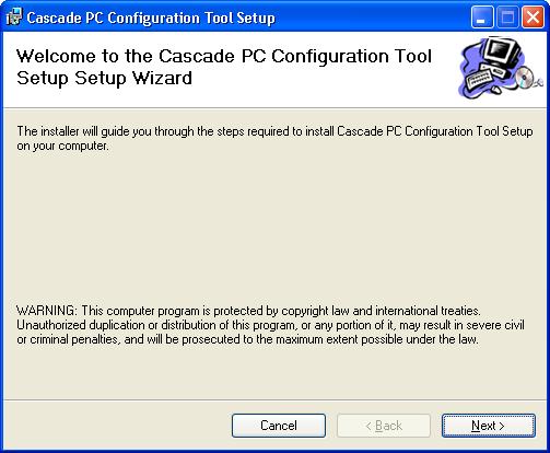 Installation Instructions Follow the steps below to install the Cascade Configuration Tool software on a PC or laptop. 1. Insert the CD101 CD into your computer CD drive.