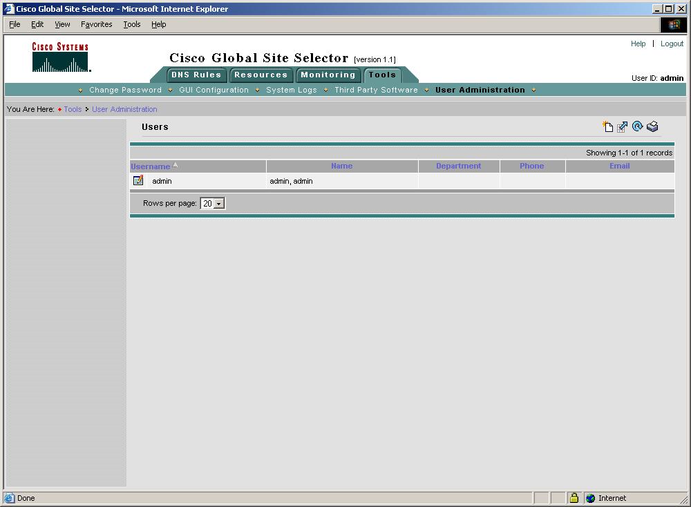 Configuring GSS Security Chapter 9 Creating a GSSM GUI User Account To create a GSSM GUI user account: 1. From the primary GSSM GUI, click the Tools tab. 2.