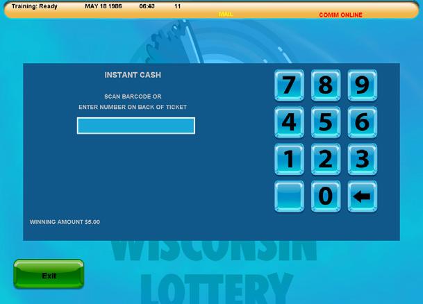 MANUAL TICKET CASH INSTANT CASH 1. Touch INSTANT CASH on the Manual Ticket Cash menu to validate instant tickets. 2.