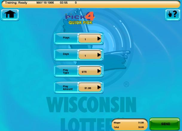 SELLING LOTTO GAMES DAILY PICK 4 QUICK PICK 1. Touch DAILY PICK 4 on the Home Screen to select game options for a Quick Pick ticket. 2. Select the number of PLAYS: [1 5]. 3.
