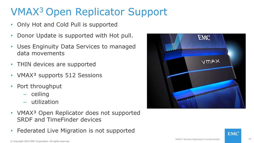 With VMAX 3, support for Open Replicator has moved to the Enginuity Data Services (EDS) array module to managed data movements so the Mapping requirements are far simpler than in the older version