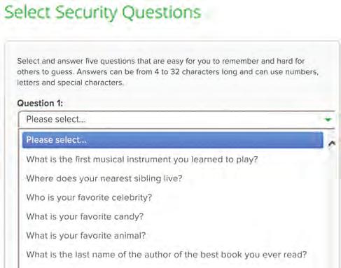 HOW TO SIGN IN ONLINE BANKING 3 Select and provide answers to five new security questions from the drop-down menu.