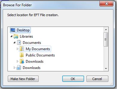 This creates an EFT file that you will send to your bank for processing.