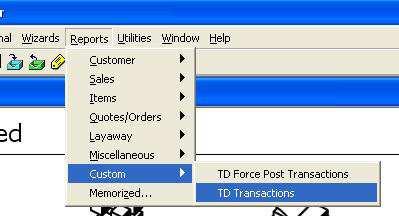 In Store Operations Manager, click Reports Custom TD Transactions.