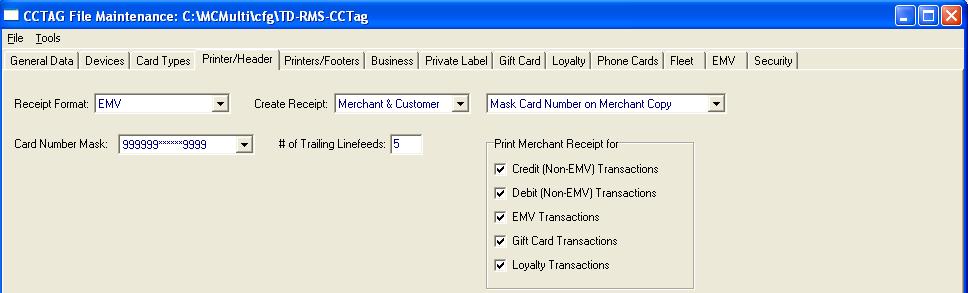 Receipt Formatting Merchant & Customer Settings can be made so that a merchant copy and a customer copy will be printed. The merchant copy will read Merchant Copy at the bottom.