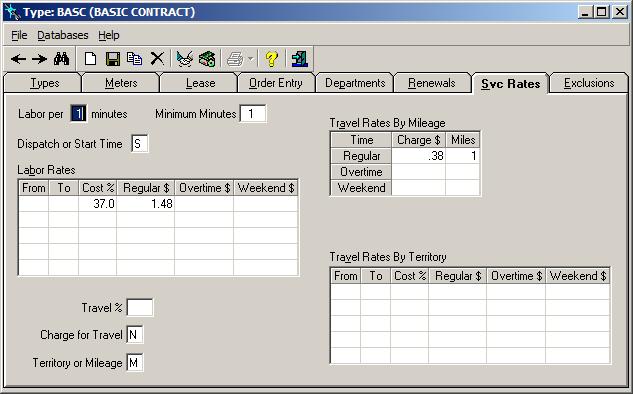 Setting Labor and Travel Rates Once you set up your contract types, you can assign them default labor and travel rates in the Contract Types Service Rates tab.