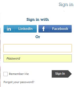 Click on LinkedIn or Facebook if you registered through them, or click inside the email box and