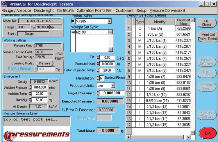 Pressurements PressCal Users Manual System Operation This software only runs if you have purchased the correct software version and installed it into the default C:\PressCal directory.