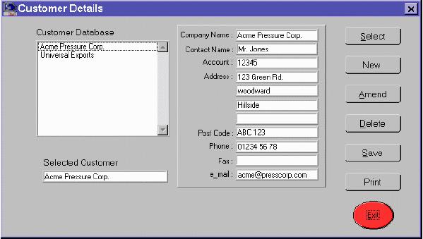 Chapter 3 Setting Up Customer Details Introduction PressCal allows the pre-defining of customer details that can easily be inserted within calibration certificates.