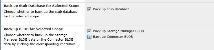 interface when yu are abut t back up the entire farm. Figure 26: Select t back up the stub database, and the Strage Manager and Cnnectr BLOB data.