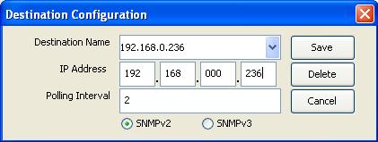 SkyWire Controller (GUI) Figure 7.3.1 Destination Configuration Screen Destination Configuration setup parameters (Sections 7.3.1.1 through 7.3.1.4): 7.3.1.1 Destination Name The current IP Address is the default name and can be changed by the user.