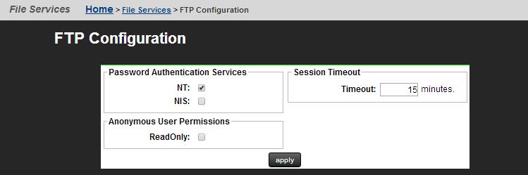 Procedure 1. Navigate to Home > File Services > FTP Configuration to display the FTP Configuration page.