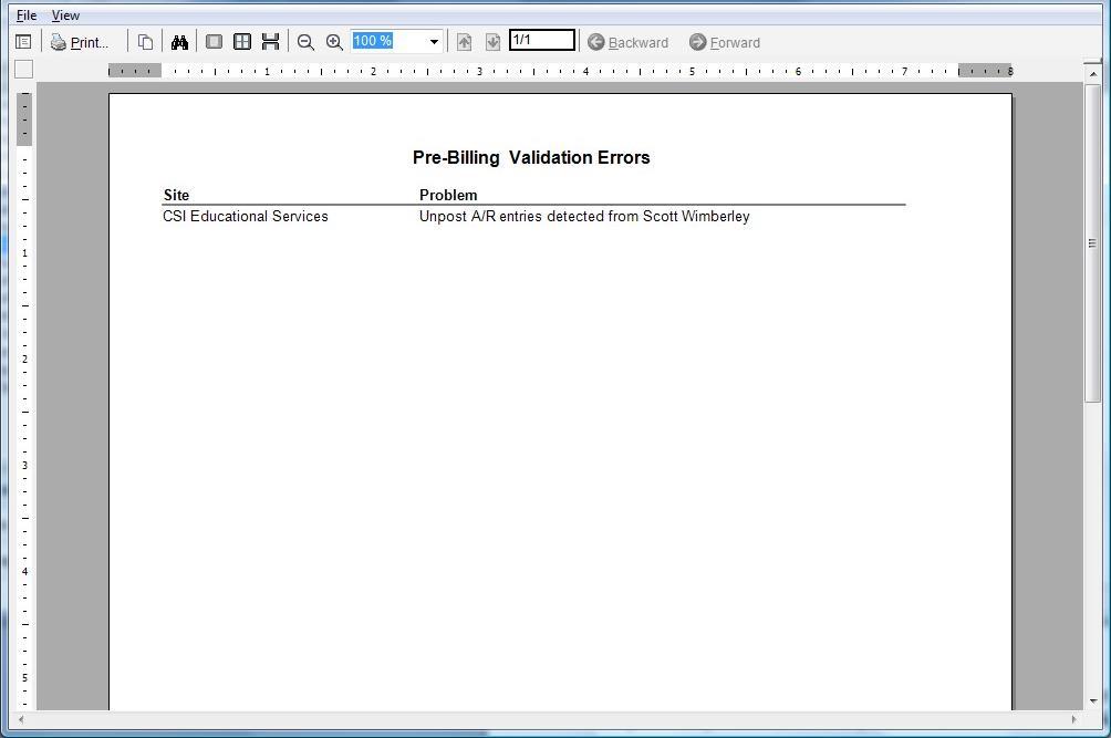5. The Validation Errors screen will show you a list of errors that need to be corrected.