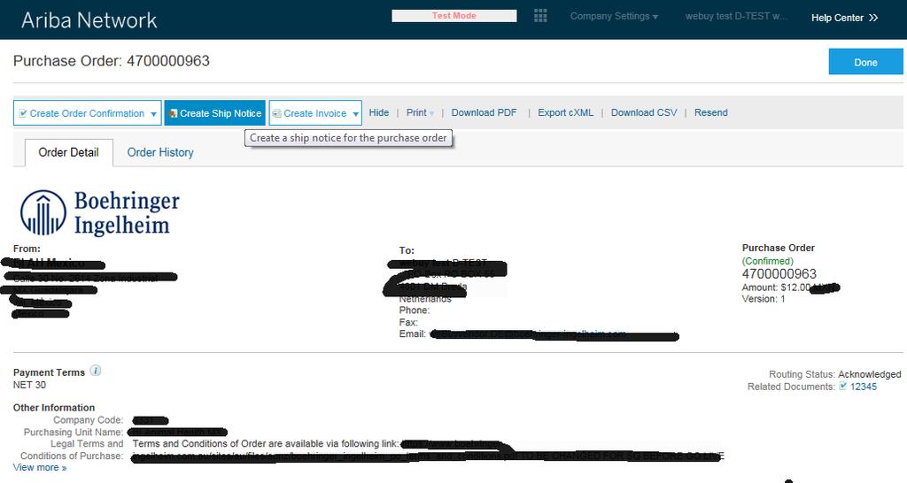 Shipping Notices (ASN) optional You can make the Advanced Shipping Notice (ASN) for