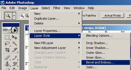 18) Now click on the layer menu and select layer style and bevel and emboss. 19) Now set the setting to size 5 and soften 0.