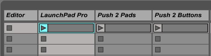 example if the Clips value is 3 the device will grab the MIDI clip you select as well as the next 2 to the right on the grid in Live as shown in the following