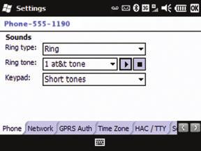 Change your ring tone 1. Press Start, and then tap Phone. 2. Tap Menu > Options. 3. On the Sounds page, in the Ring type list, select a ring type. 4. In the Ring tone list, select a ring tone.