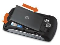 Insert battery 1. With the HP logo facing out, push the top of the battery in first.
