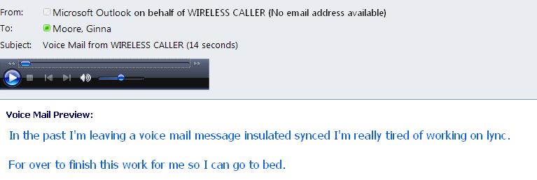Voice Mail Receive notification of a new Voice Mail message in Lync on the Phone Icon.