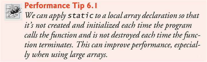 6.4.8 Static Local Arrays and Automatic Local Arrays A program initializes static local