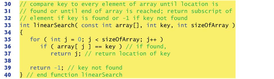 Searching: determine whether an array of totally N elements contains a value that matches a certain key value.