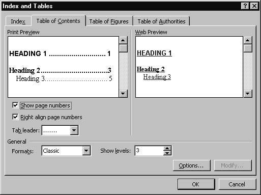 102 6 Generating Contents Figure 6.1: Inserting table of contents. of parts, chapters, sections, etc., must be formatted with the help of styles Heading 1, Heading 2,.