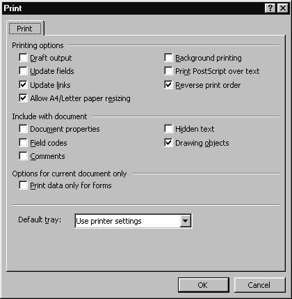 146 10 Printing Figure 10.2: The Print options dialog box. 2. In the list box Pages per sheet of the Zoom group select the desired number of pages (for example, for 2-up printing select 2 pages). 3.