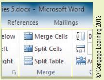 Modifying the Table Structure (continued) Merging and Splitting Table Cells When you remove the boundary between