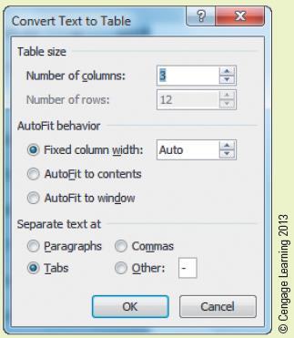 Converting Text to a Table and a Table to Text Word can quickly convert text