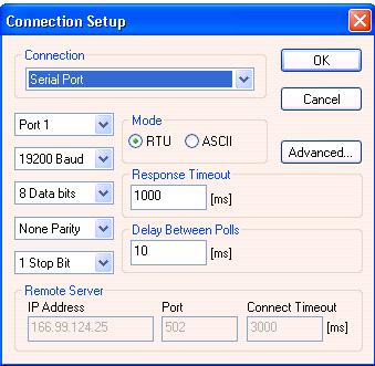Appendix B: Demonstrate Modbus operation using Modbus-RTU Repeat the above process with the following changes: 1. Connect from the PC to SC200 using an RS232 null modem cable. 2.